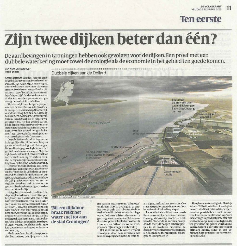 Artikel over dubbele dijkzone in Volkskrant
