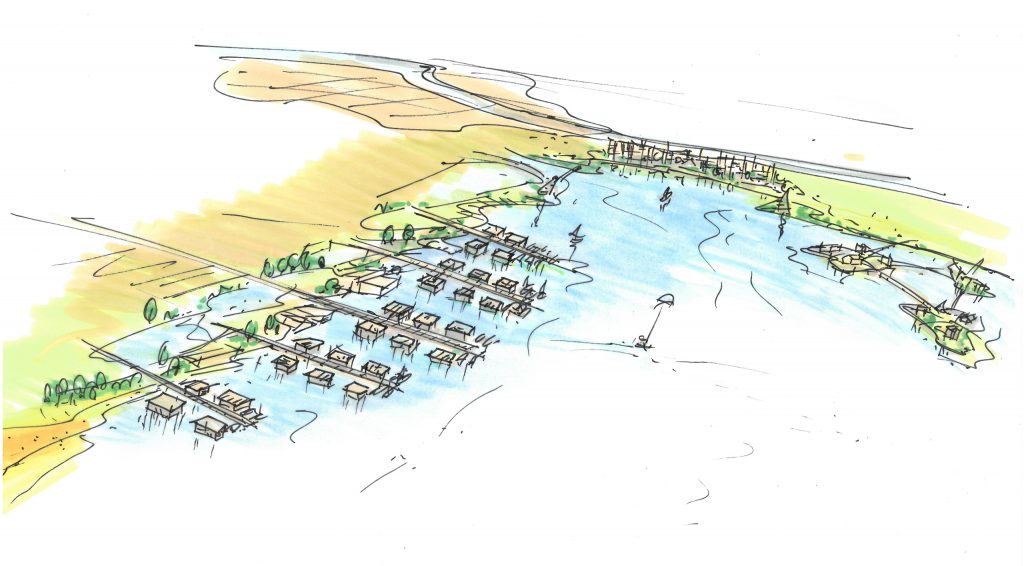 Concept van wonen aan het water in Katwijk